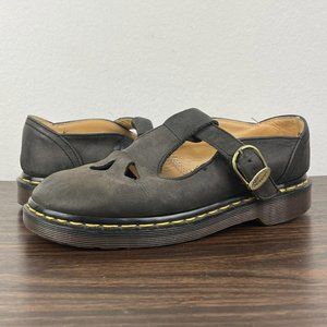 Vintage Made in England Dr Martens Mary Jane 8062 Suede T Strap  Size 6